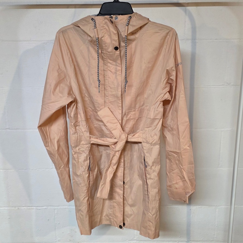 Columbia‎ Womens Small Pardon My Trench Rain Jacket Light Peach Belted Waist